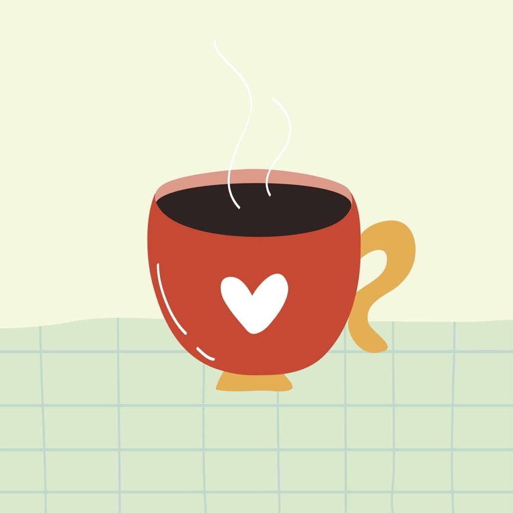 Zeichnung, Kaffeetasse mit Herz