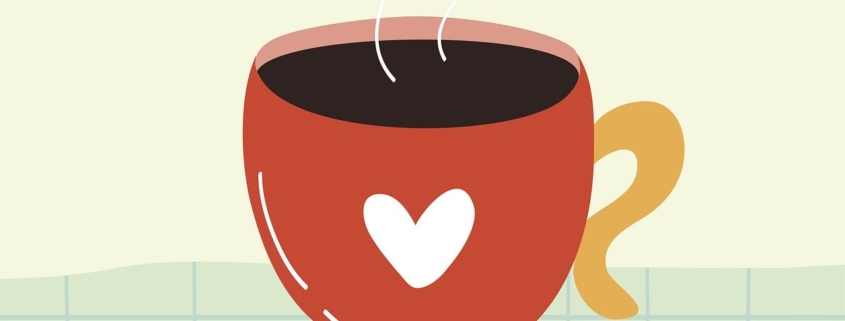 Zeichnung, Kaffeetasse mit Herz